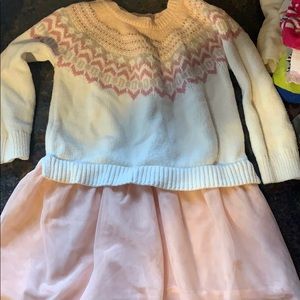 Fair isle sweater dress with tulle